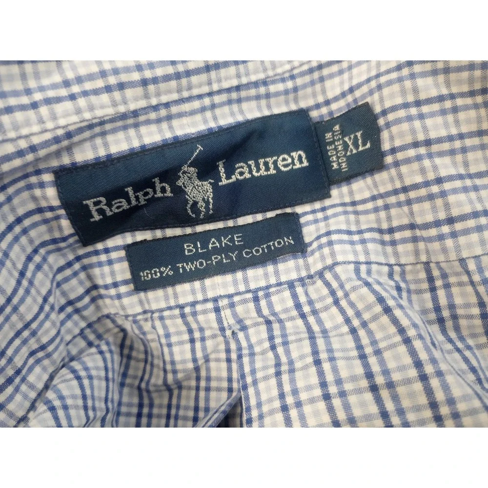 Polo Ralph Lauren Blake Shirt Mens XL Blue Plaid Button Up Long Sleeve Pink Pony